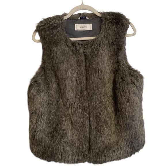 Y2K Brown White Mob Wife Maximalist New York Streetwear Faux Fur Vest Sz Medium - Picture 1 of 14